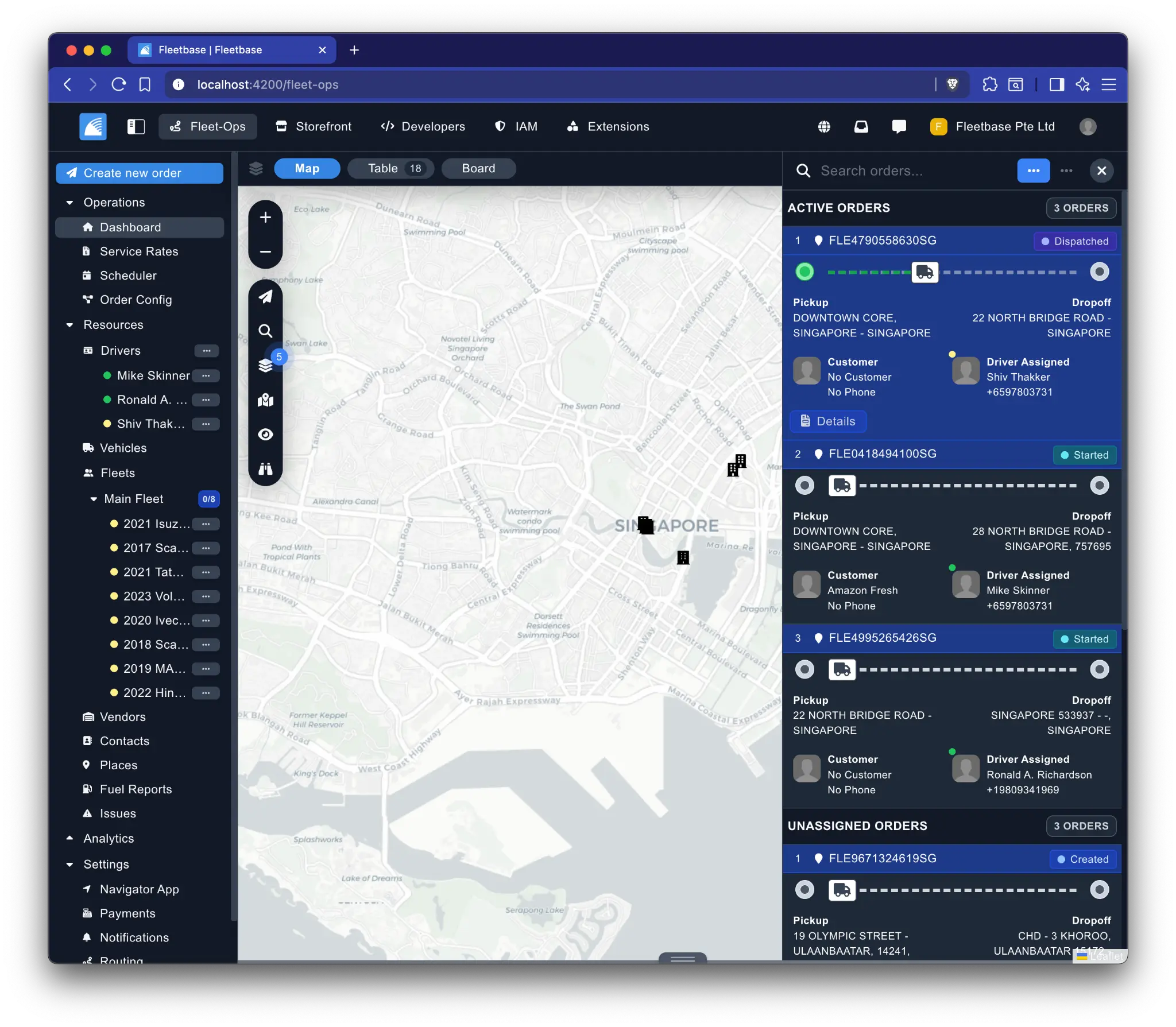 Fleetbase Live Map Tracking