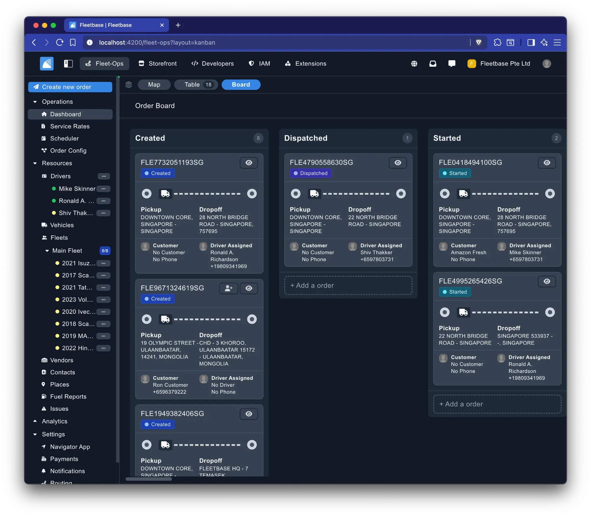 Fleetbase Order Board