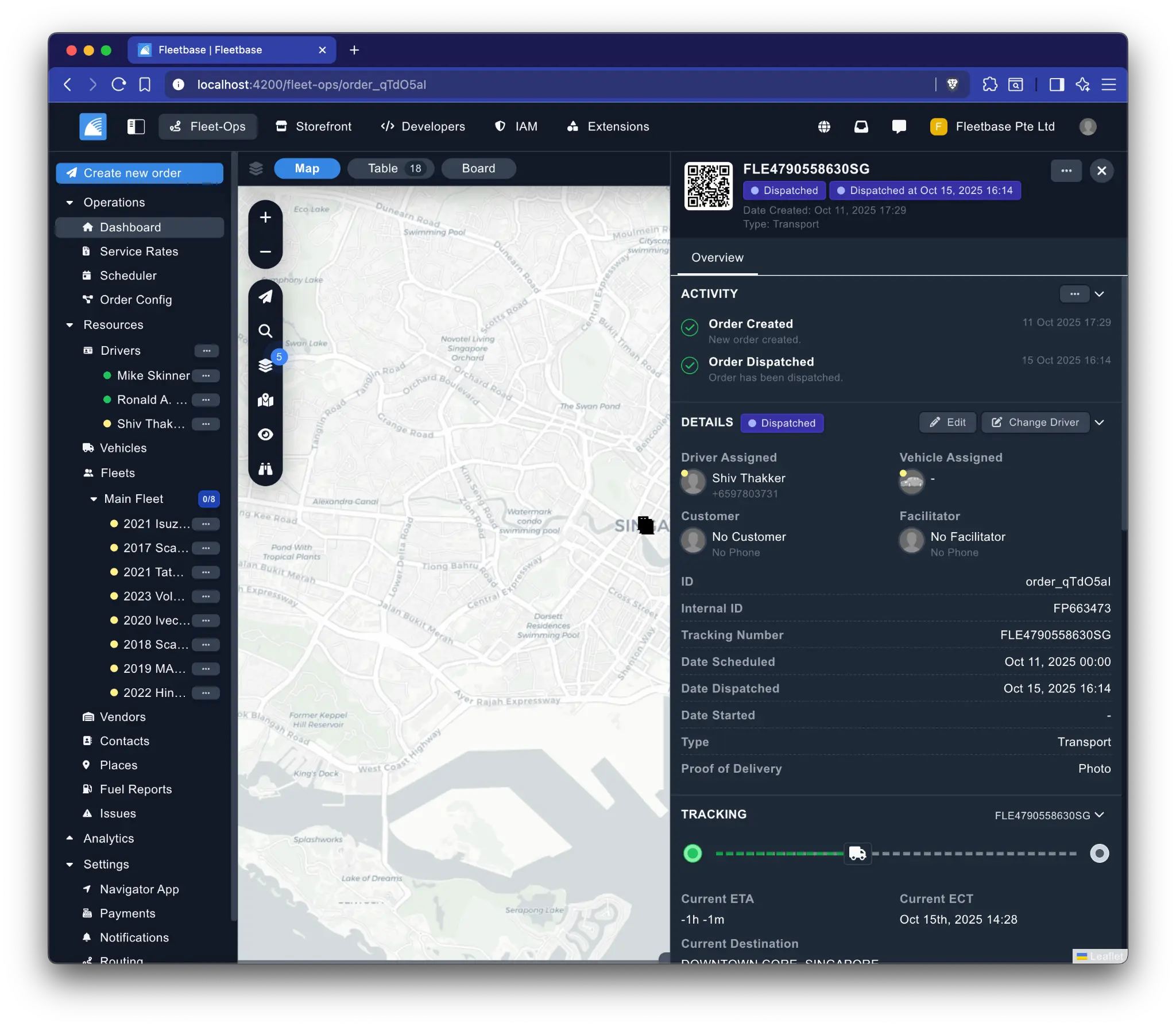 Fleetbase Order Map View