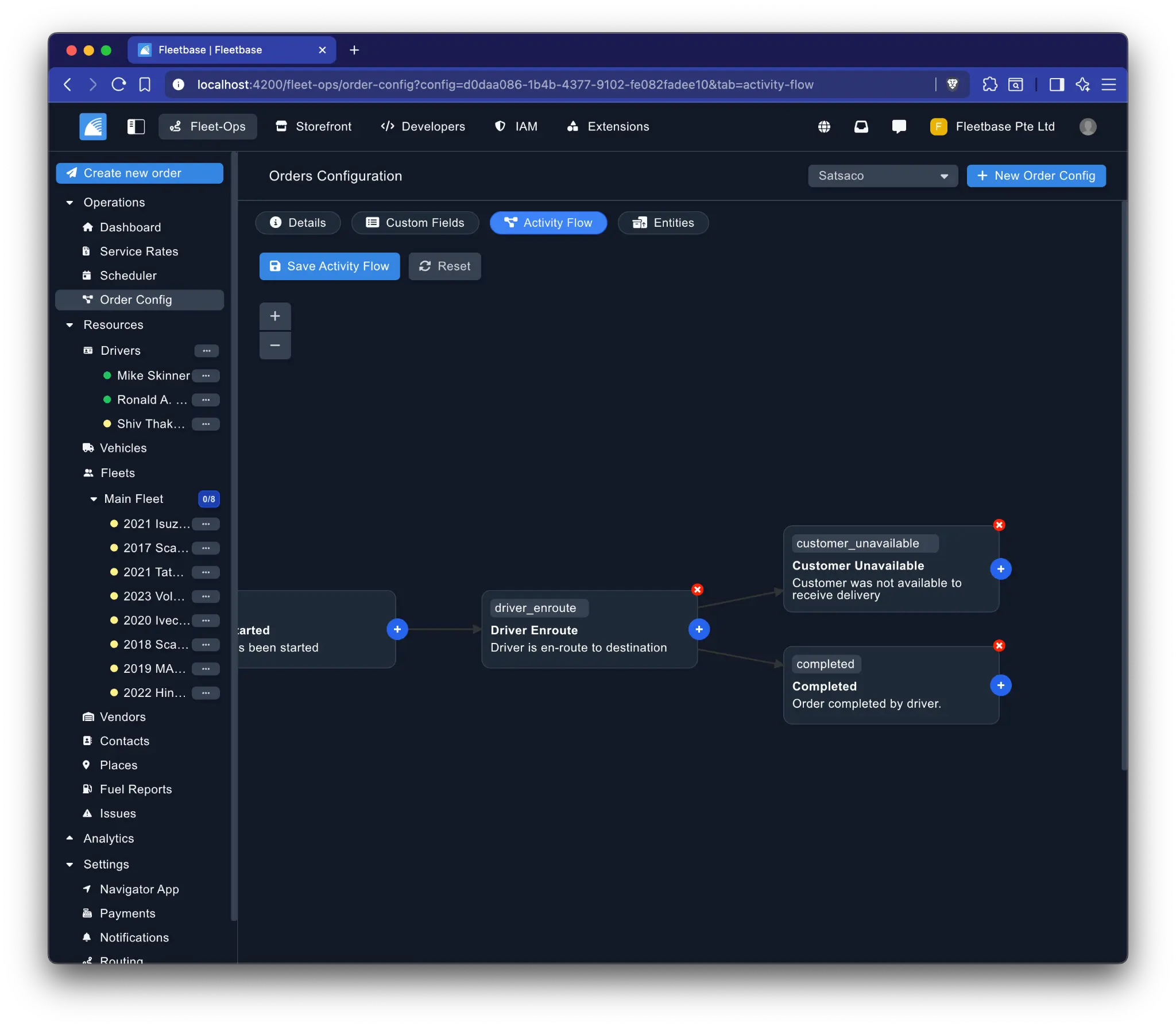 Fleetbase Order Workflow Configuration